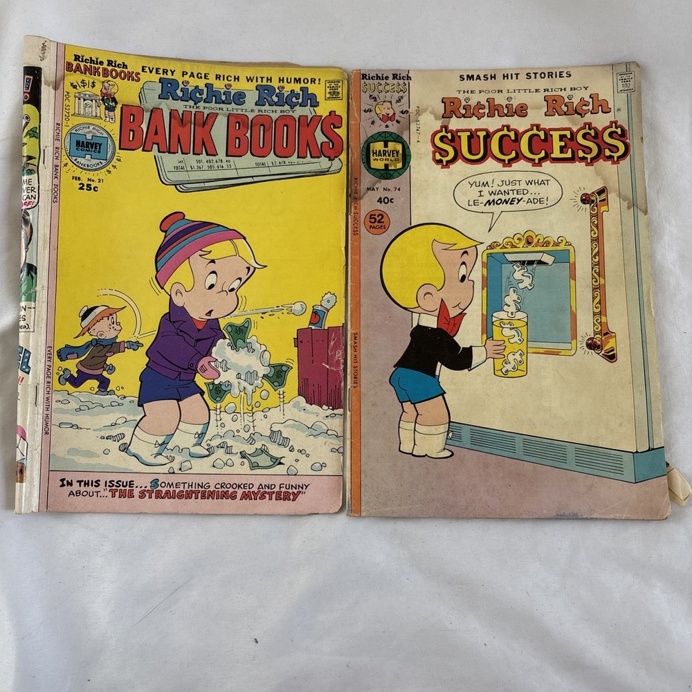 Richie Rich‎ Banks Books #21 & Success #74 Comic Books 1976/77 Vintage